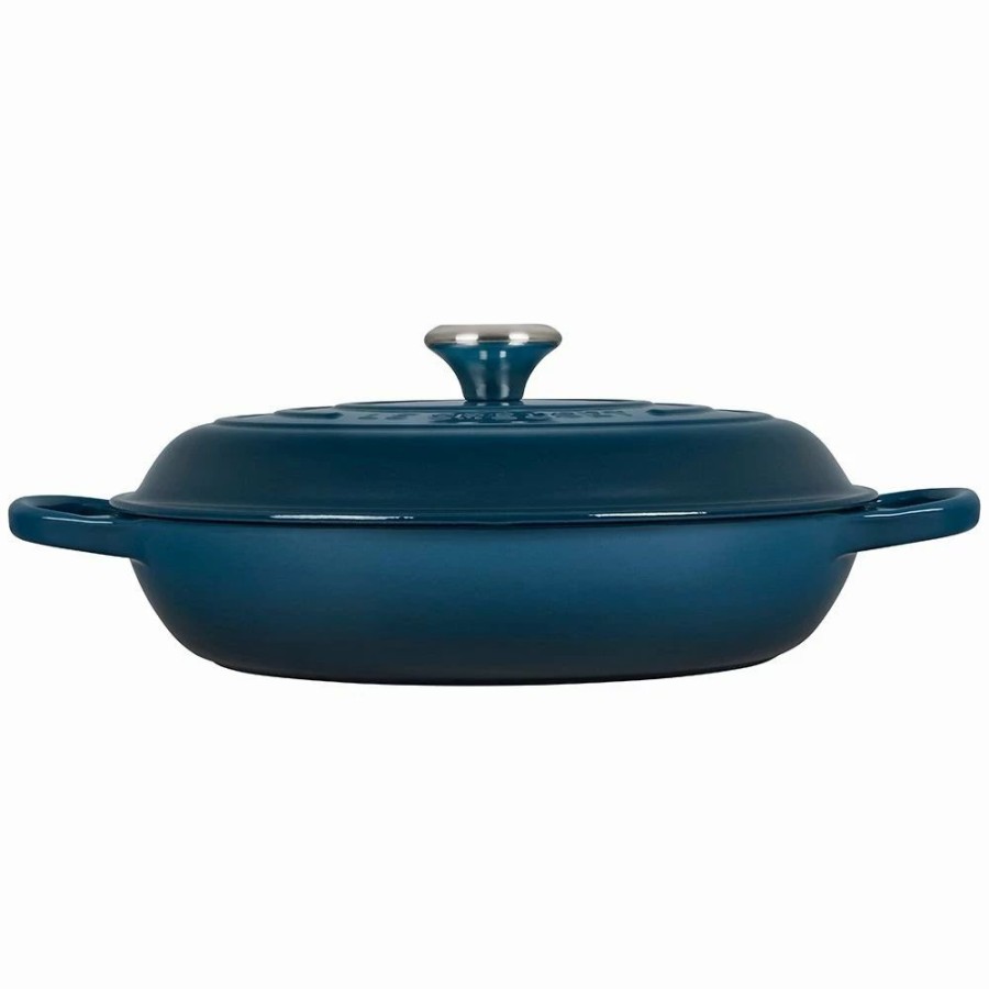 Dutch Ovens & Braisers * | Le Creuset 3.5 Qt. Signature Braiser With Stainless Steel Knob | Deep Teal