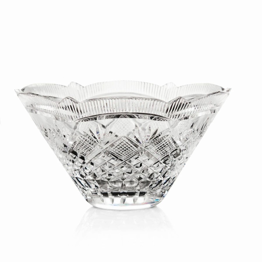 Bowls * | Cashs Crystal Cashs Ireland Art Collection 9 Trellis Blackthorn Scalloped Bowl