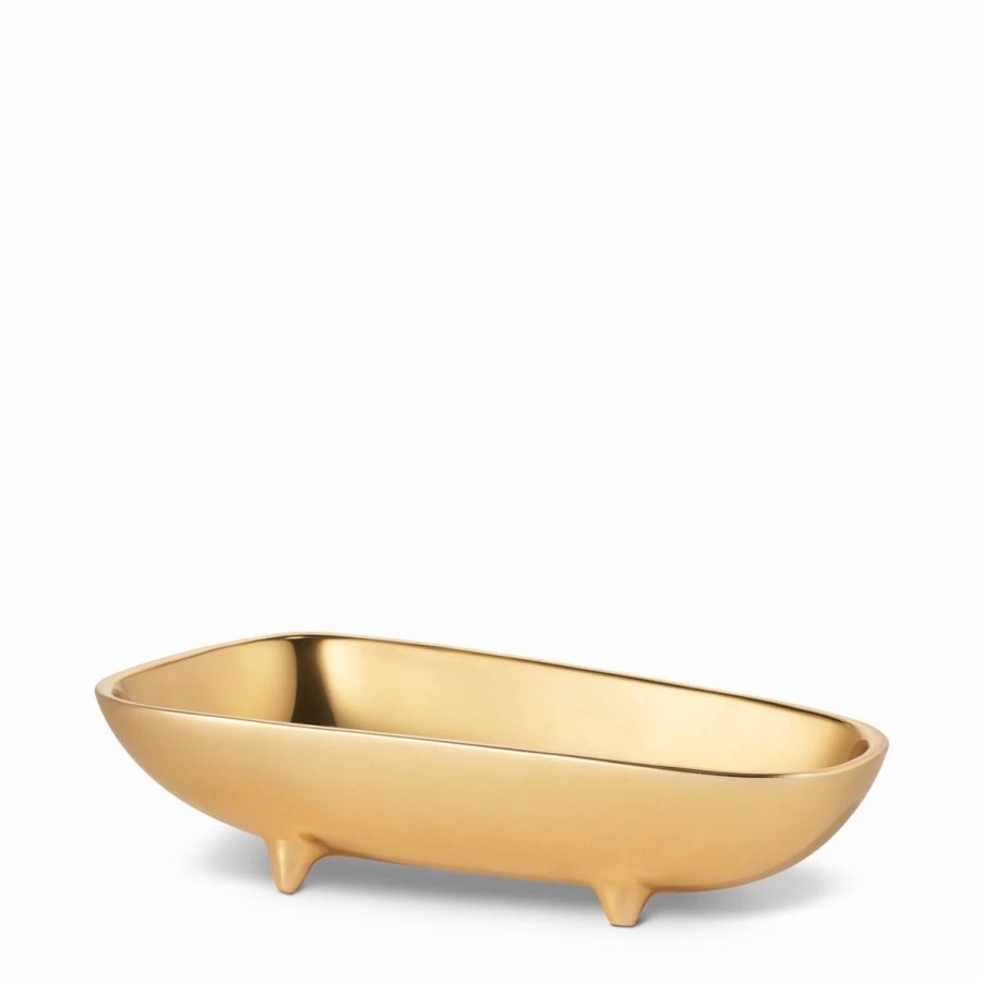 Bowls * | Aerin Valerio Footed Bowl, Small, Gold