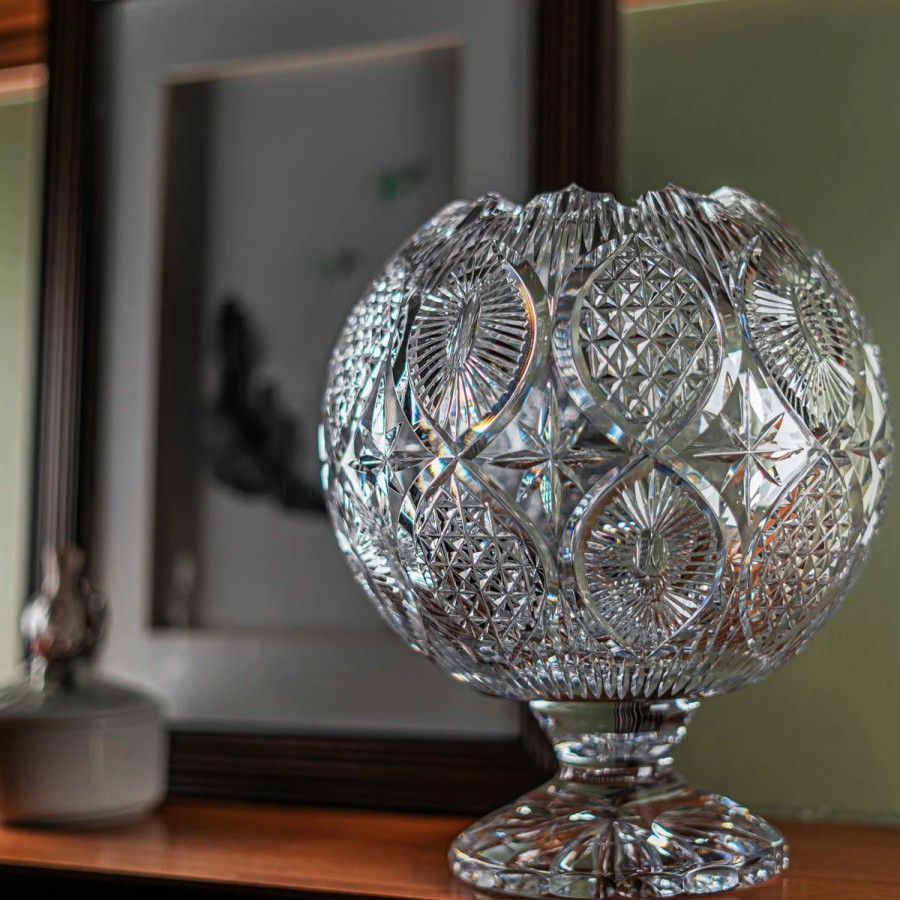 Bowls * | Cashs Crystal Cashs Ireland, Art Collection, Footed Rose Bowl 9.5 Vase, Limited Edition