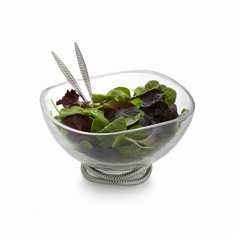 Bowls * | Nambe Mills, Inc. Nambe Braid 6 Salad Bowl With Metal Servers