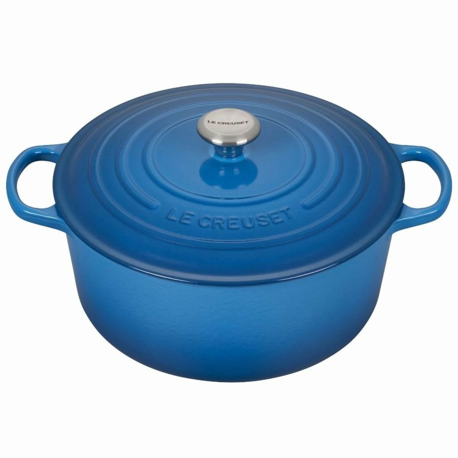 Dutch Ovens & Braisers * | Le Creuset 9 Qt. Round Signature Dutch Oven With Stainless Steel Knob | Marseille Blue