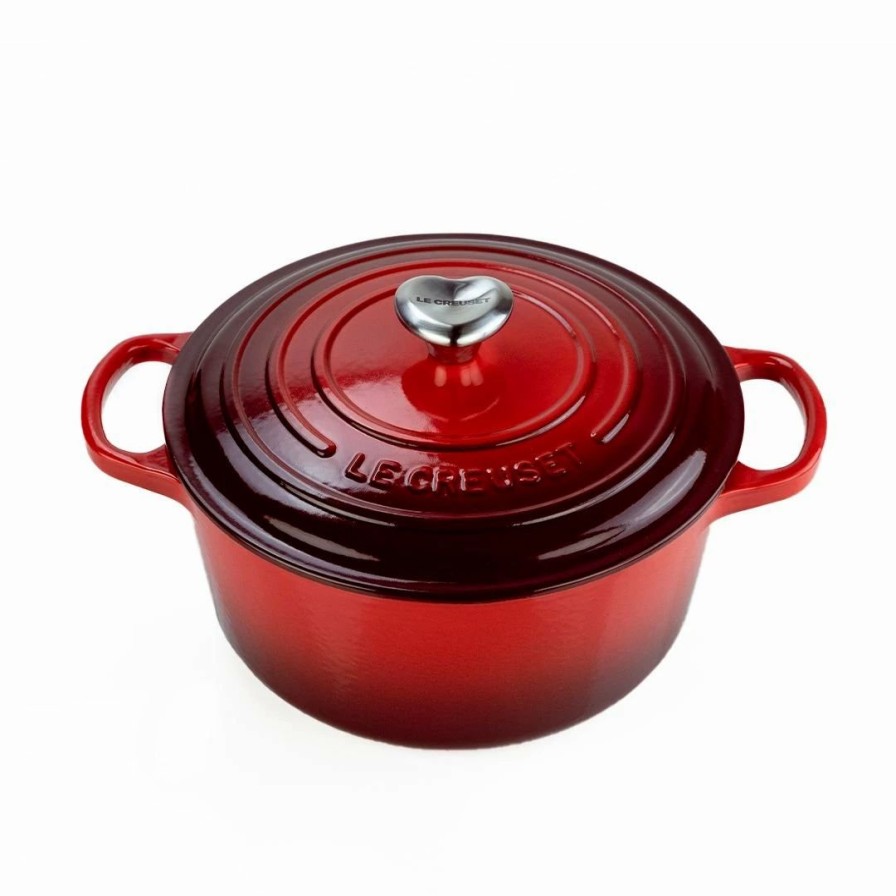 Dutch Ovens & Braisers * | Le Creuset 3.5 Qt. Round Signature Dutch Oven With Stainless Steel Heart Knob | Cerise/Cherry Red