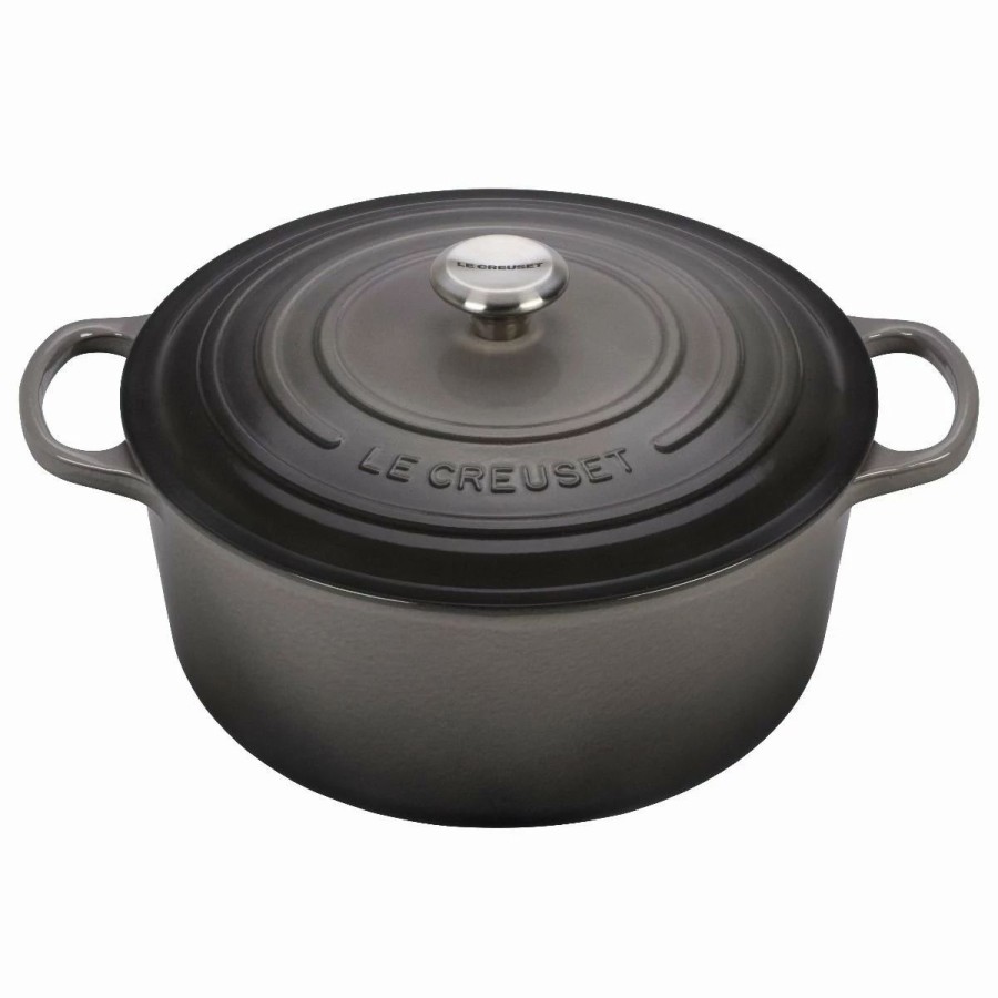 Dutch Ovens & Braisers * | Le Creuset 9 Qt. Round Signature Dutch Oven With Stainless Steel Knob | Oyster Grey