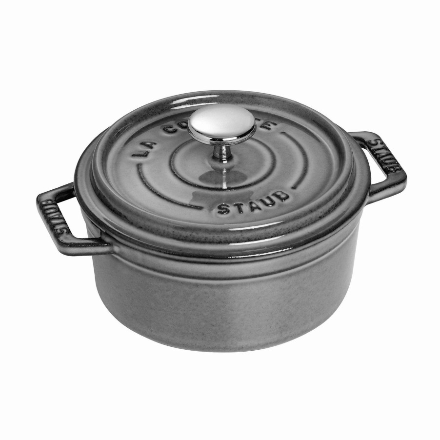 Dutch Ovens & Braisers * | Staub 0.5 Qt. Round Cocotte/Dutch Oven | Graphite Grey