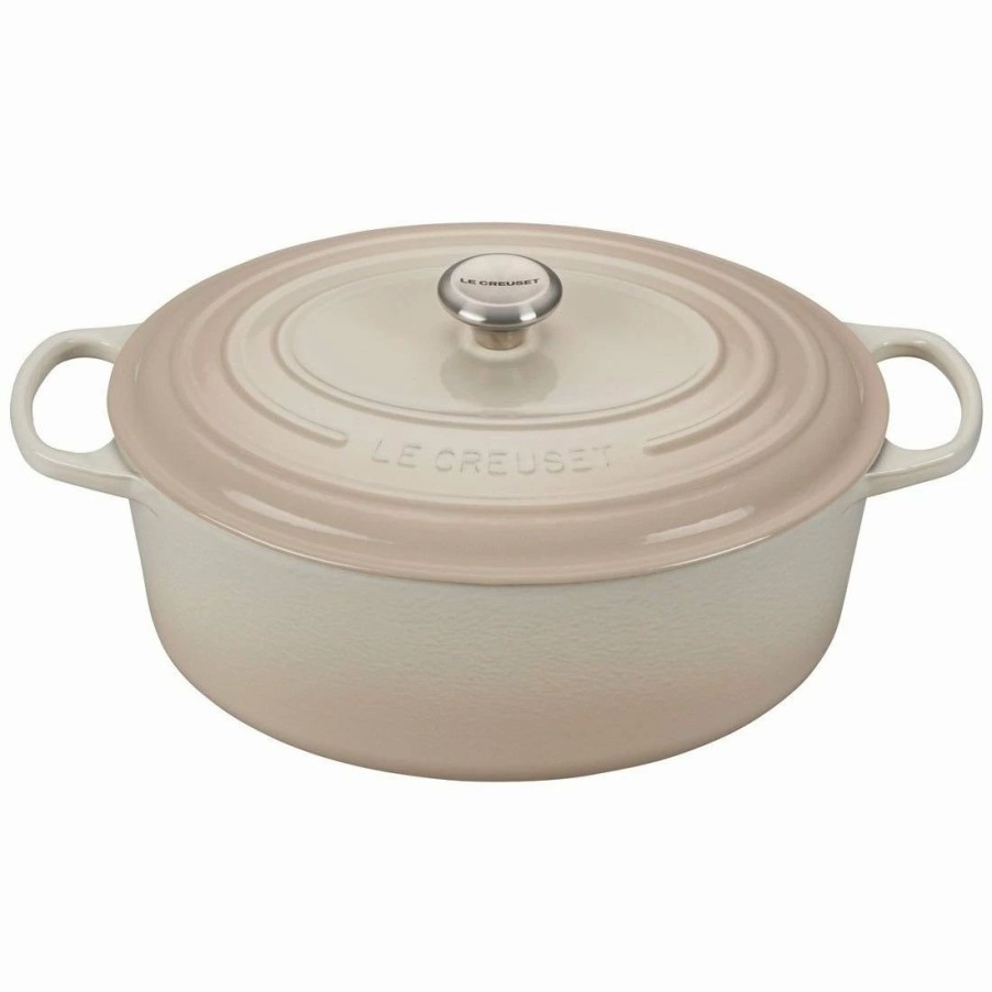 Dutch Ovens & Braisers * | Le Creuset 9.5 Qt. Oval Signature Dutch Oven With Stainless Steel Knob | Meringue White