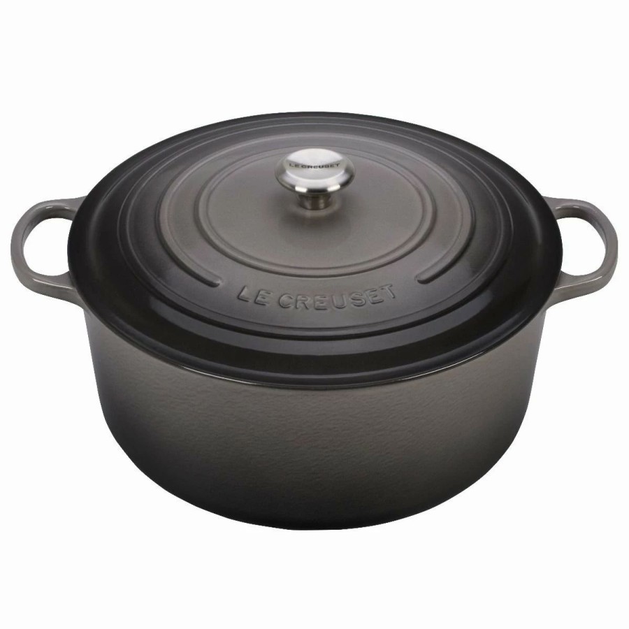 Dutch Ovens & Braisers * | Le Creuset 13.25 Qt. Round Signature Cast Iron Dutch Oven With Stainless Steel Knob | Oyster Grey