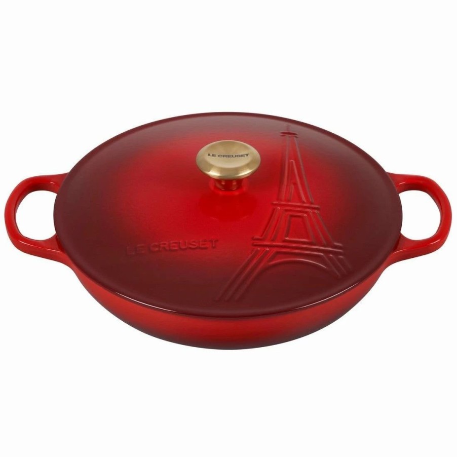 Dutch Ovens & Braisers * | Le Creuset 3.5Qt Signature Braiser Eiffel Tower Collection | Cerise