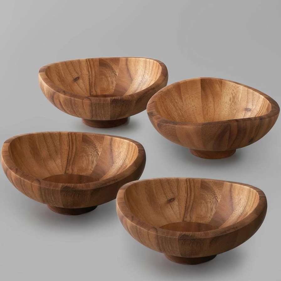 Bowls * | Nambe Mills, Inc. Nambe 8 1/2 Wood Butterfly Individual Salad Bowls, Set Of 4