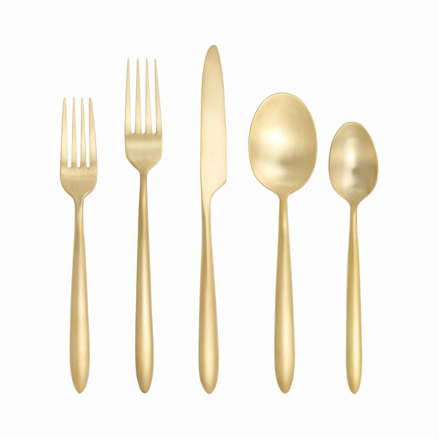 Flatware * | Fortessa Velo Brushed Gold 20 Piece Flatware Set