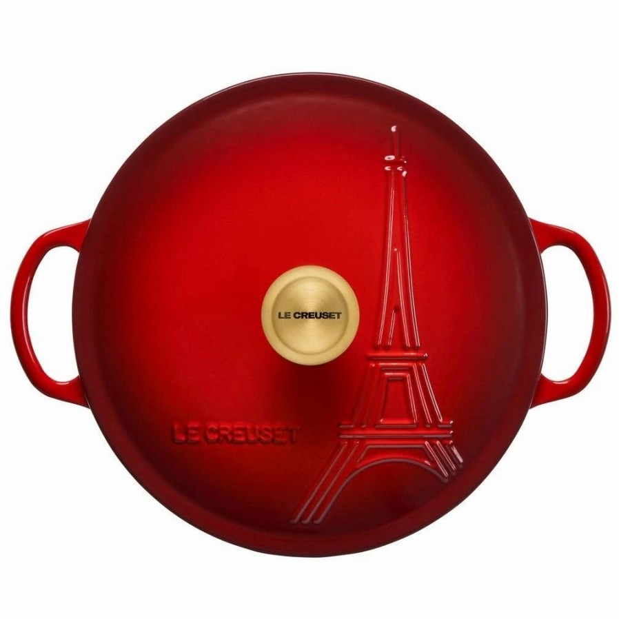 Dutch Ovens & Braisers * | Le Creuset 2.5Qt Signature Cocotte Eiffel Tower Collection | Cerise