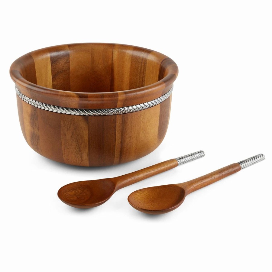 Bowls * | Nambe Mills, Inc. Nambe Braid 11 Round Salad Bowl With Servers