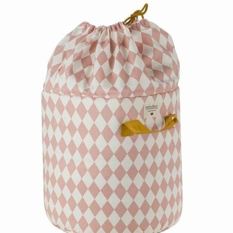 Storage * | Nobodinoz Baobab Toy Bag Small Diamonds Pink