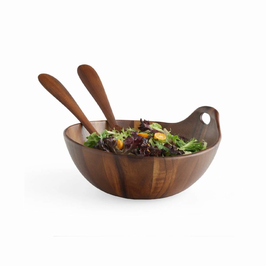 Bowls * | Nambe Mills, Inc. Nambe Portables Wood Salad Bowl With Servers