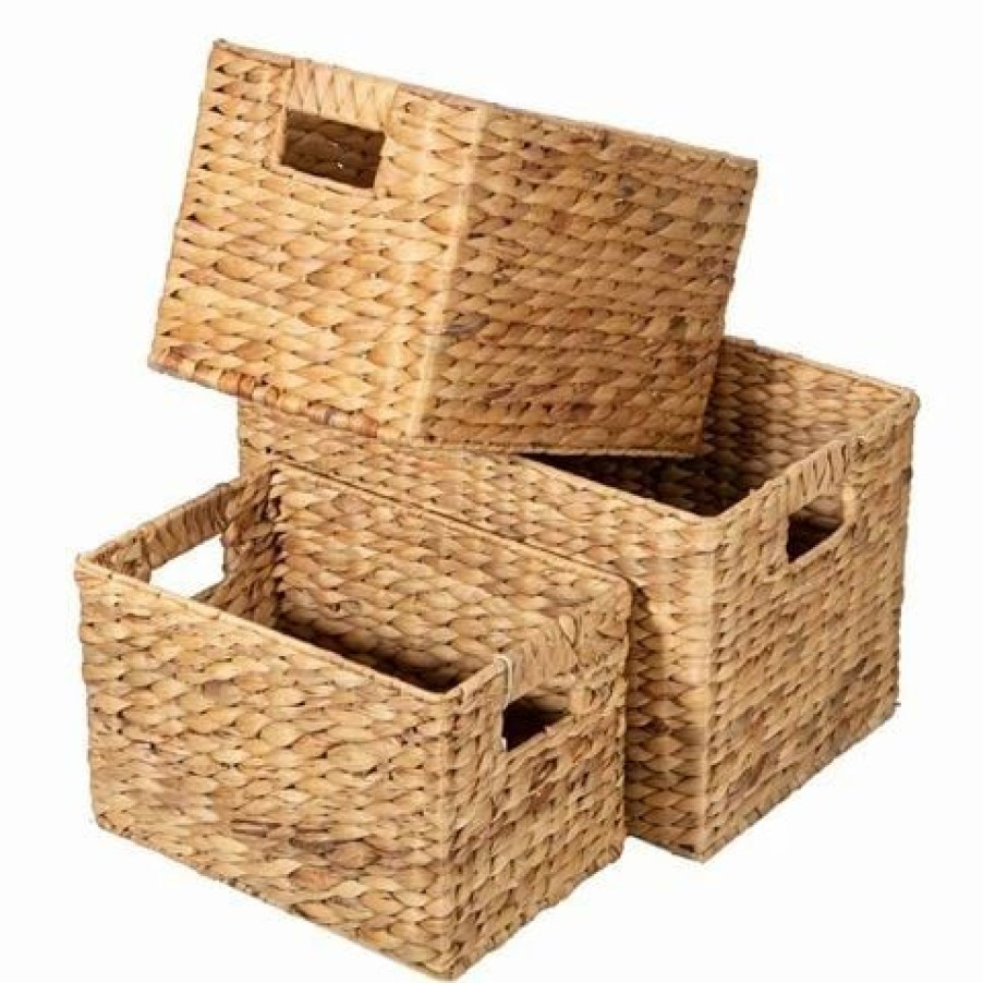 Storage * | Peter'S Hyacinth Rectangular Basket Natural Set 3Pc