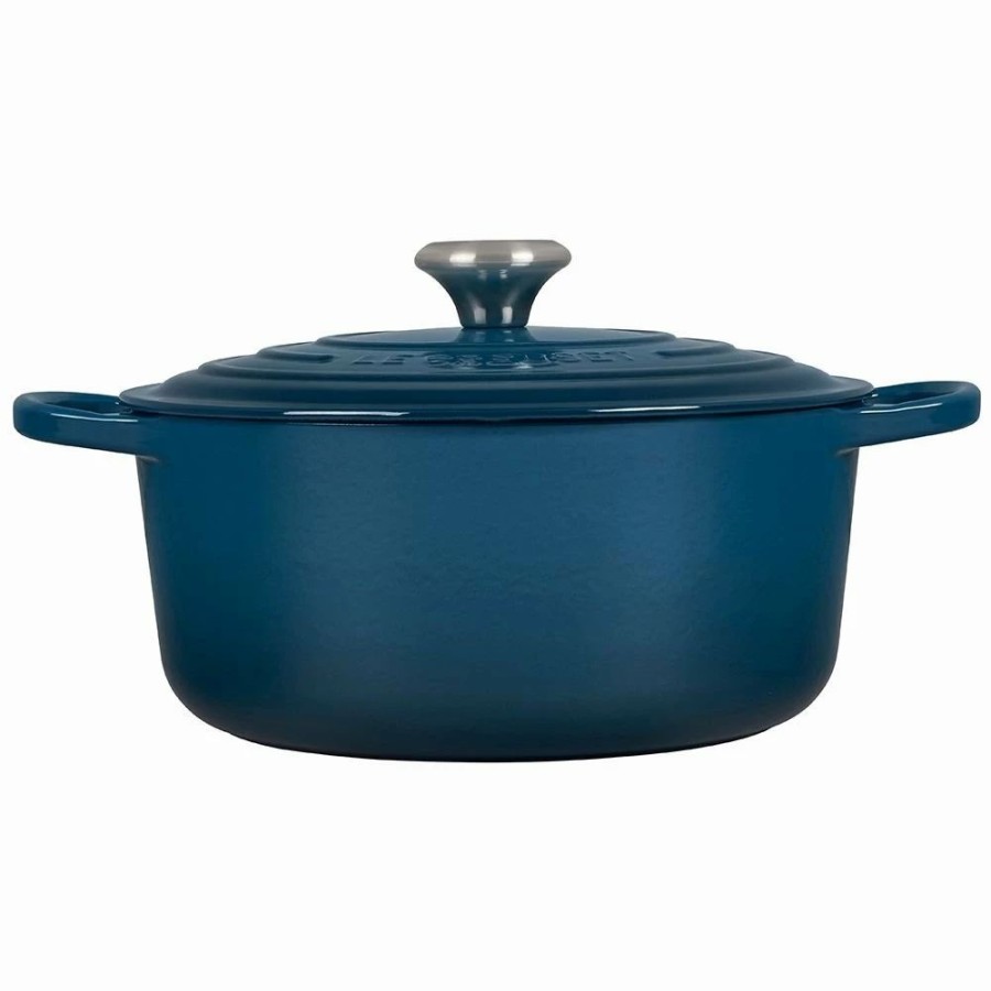 Dutch Ovens & Braisers * | Le Creuset 5.5 Qt. Round Signature Cast Iron Dutch Oven With Stainless Steel Knob | Deep Teal