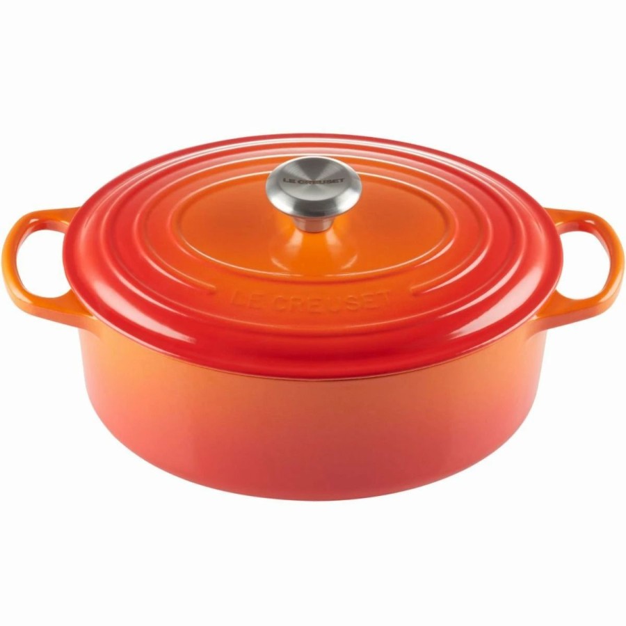 Dutch Ovens & Braisers * | Le Creuset 5 Qt. Oval Signature Dutch Oven With Stainless Steel Knob | Flame Orange