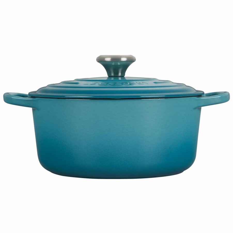 Dutch Ovens & Braisers * | Le Creuset 4.5 Qt. Round Signature Dutch Oven With Stainless Steel Knob | Caribbean Blue