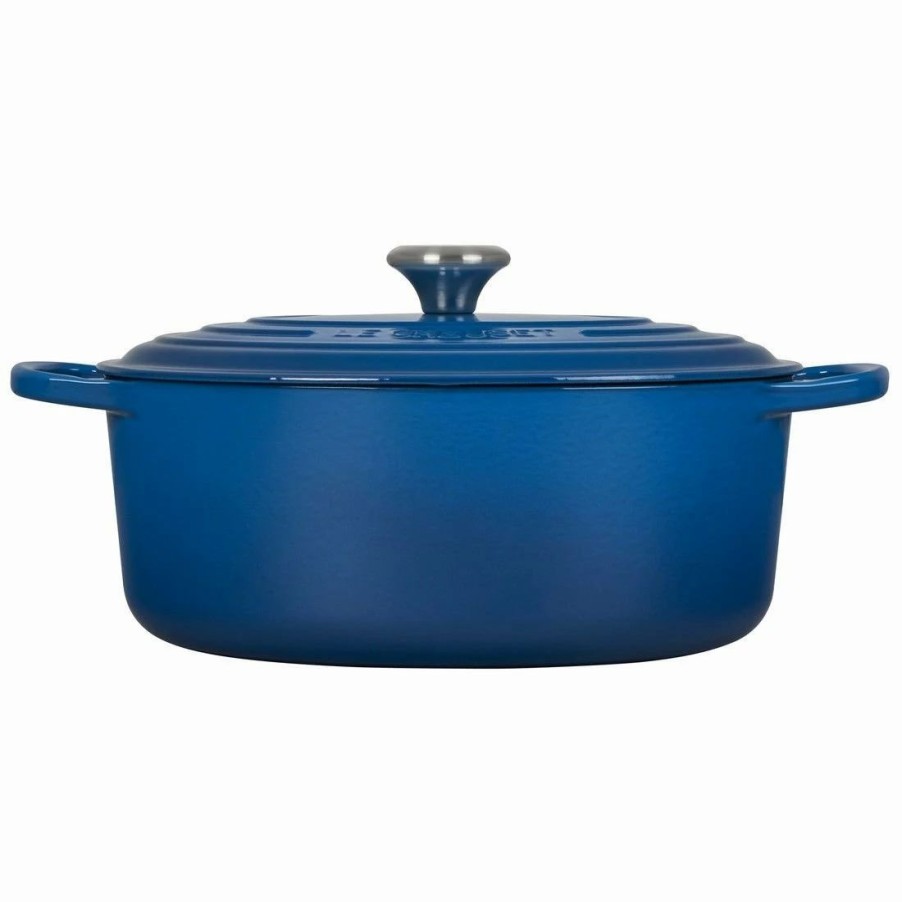 Dutch Ovens & Braisers * | Le Creuset 6.75 Qt. Oval Signature Dutch Oven With Stainless Steel Knob | Marseille Blue