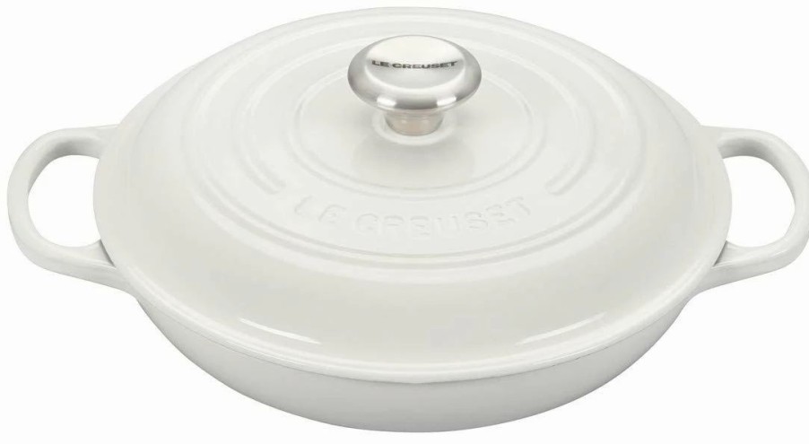 Dutch Ovens & Braisers * | Le Creuset 2.25 Qt. Signature Enameled Cast Iron Braiser With Stainless Steel Knob | White