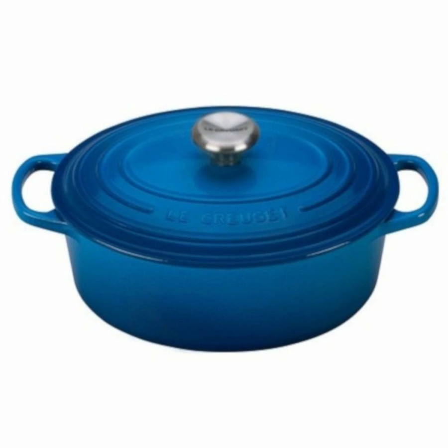 Dutch Ovens & Braisers * | Le Creuset 2.75 Qt. Oval Signature Dutch Oven With Stainless Steel Knob | Marseille Blue