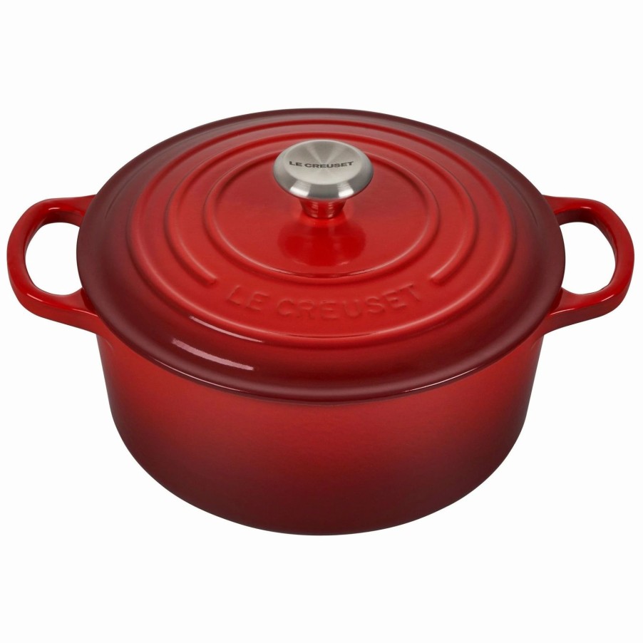 Dutch Ovens & Braisers * | Le Creuset 3.5 Qt. Round Signature Dutch Oven With Stainless Steel Knob | Cerise/Cherry Red