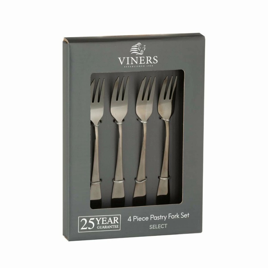 Flatware * | Viners Select 4-Piece Pastry Fork Set | Grey