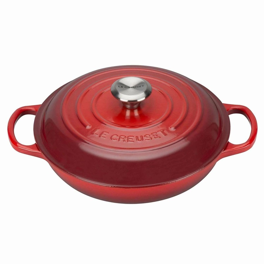 Dutch Ovens & Braisers * | Le Creuset 2.25 Qt. Signature Enameled Cast Iron Braiser With Stainless Steel Knob | Cerise/Cherry Red