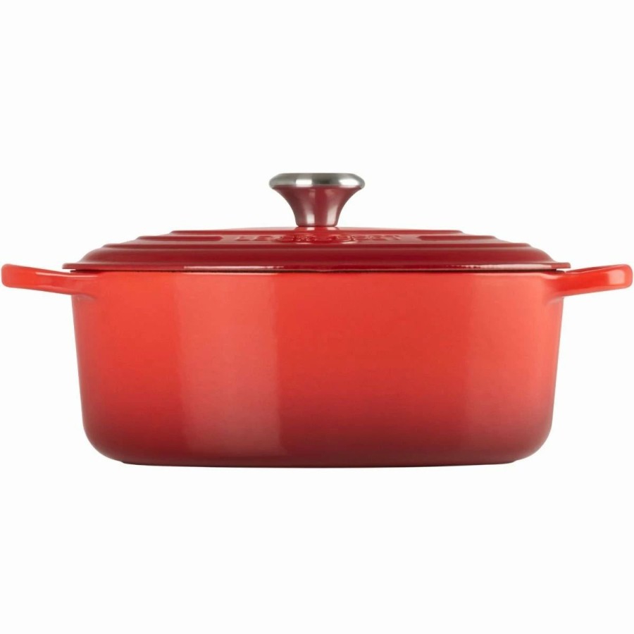 Dutch Ovens & Braisers * | Le Creuset 5 Qt. Oval Signature Dutch Oven With Stainless Steel Knob | Cerise/Cherry Red