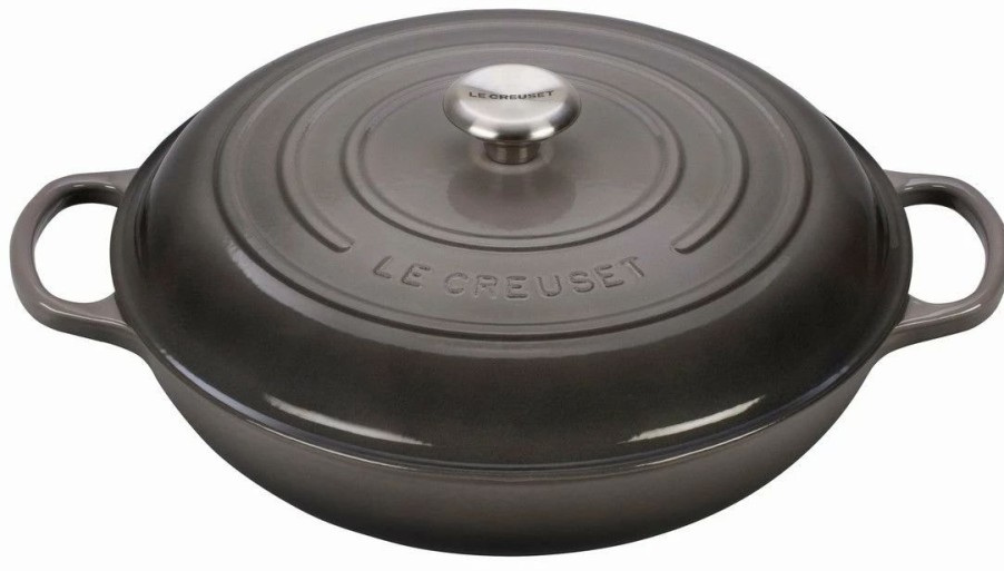 Dutch Ovens & Braisers * | Le Creuset 5 Qt. Signature Enameled Cast Iron Braiser With Stainless Steel Knob | Oyster Grey