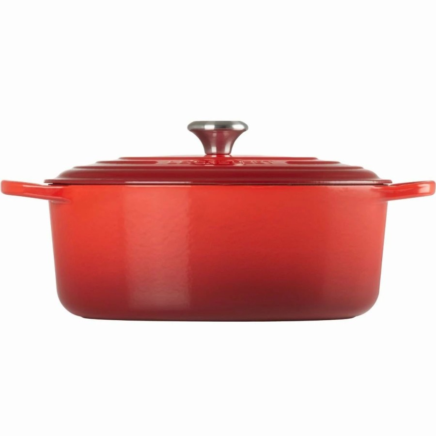 Dutch Ovens & Braisers * | Le Creuset 6.75 Qt. Oval Signature Dutch Oven With Stainless Steel Knob | Cerise/Cherry Red