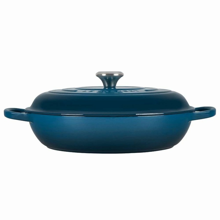 Dutch Ovens & Braisers * | Le Creuset 5 Qt. Signature Braiser With Stainless Steel Knob | Deep Teal