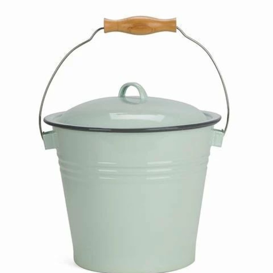 Storage * | Falcon Enamel Bucket With Lid Pastel Blue & Grey 5L