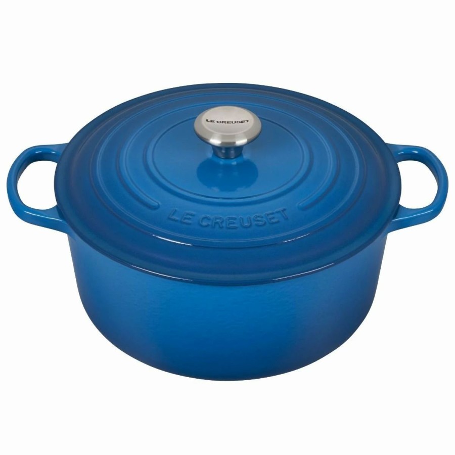 Dutch Ovens & Braisers * | Le Creuset 7.25 Qt. Round Signature Dutch Oven With Stainless Steel Knob | Marseille Blue