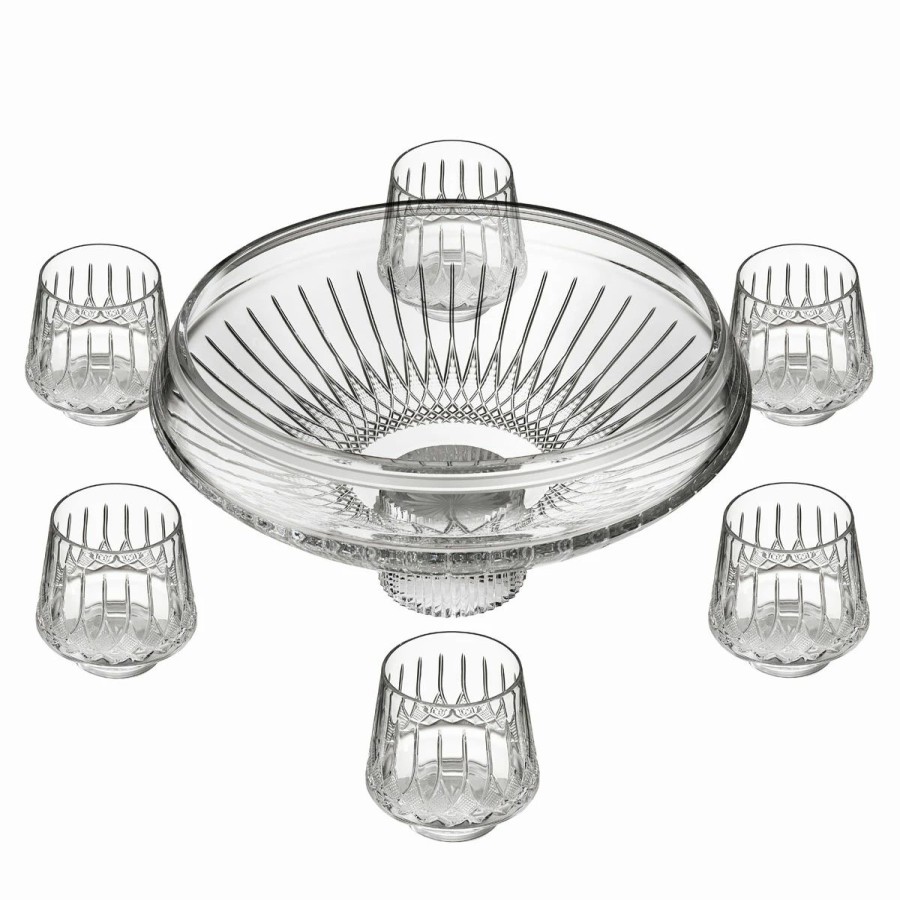 Bowls * | Waterford Crystal Waterford Mastercraft Lismore Arcus Punch Bowl And 6 Cup Set, Limited Edition